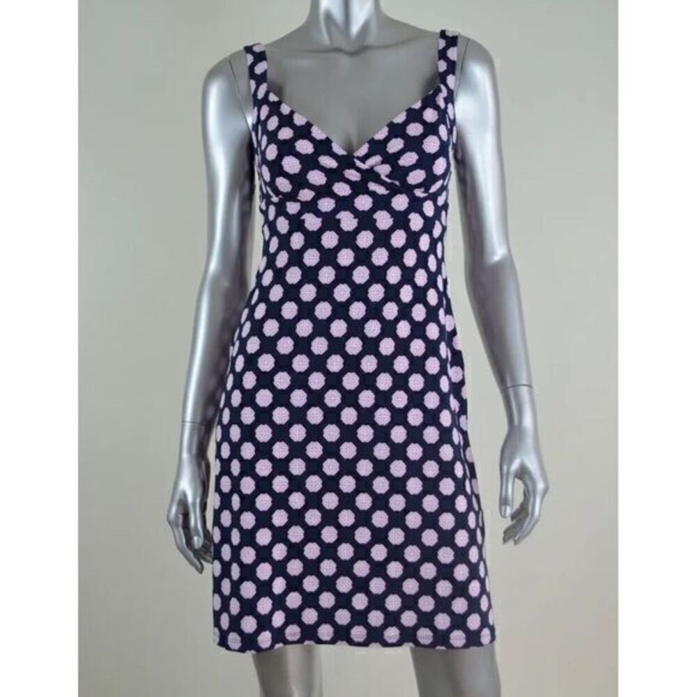 Charter Club Womens Blue Pink  all Over Geometric Print Empire Casual DressSz PS